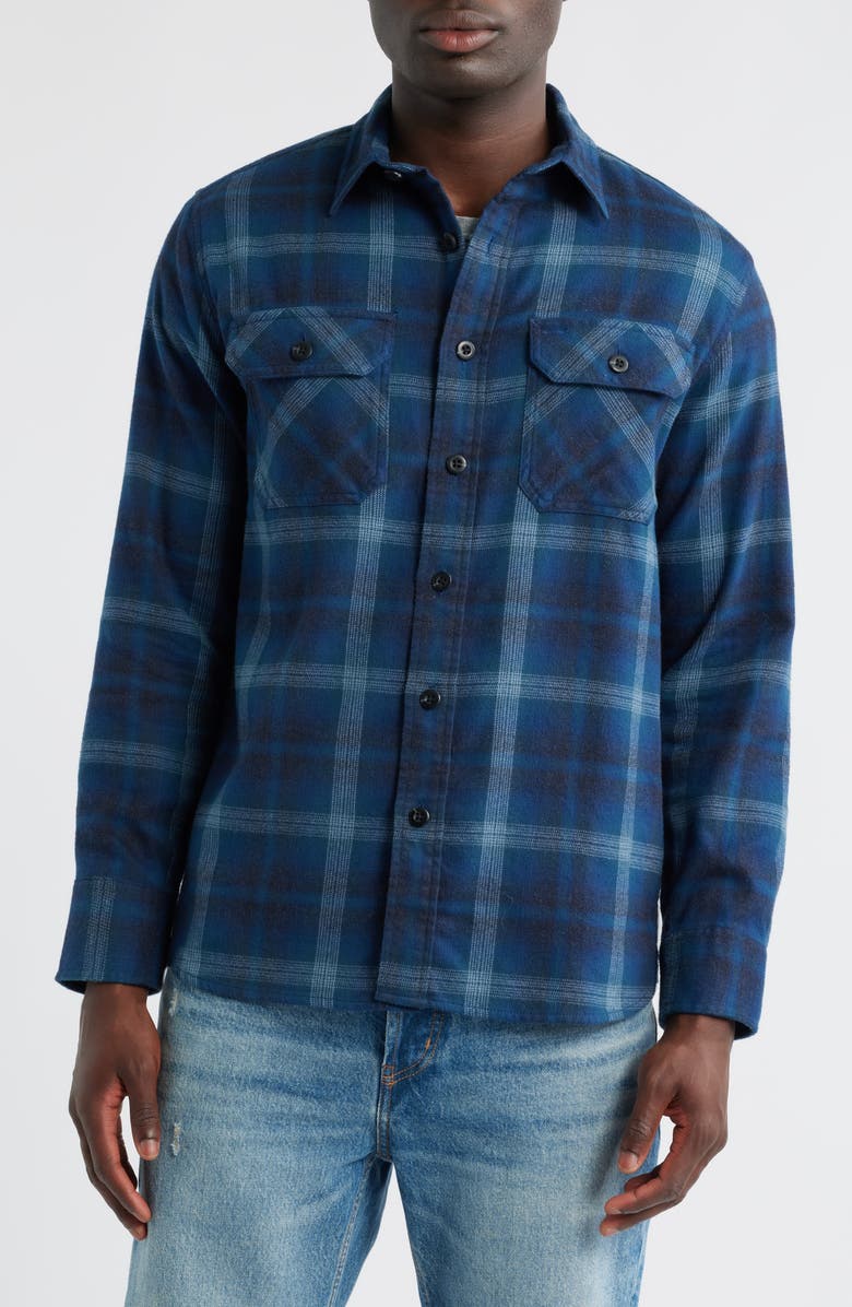 Pendleton Burnside Plaid Flannel Button-Up Shirt, Alternate, color, Denim Plaid