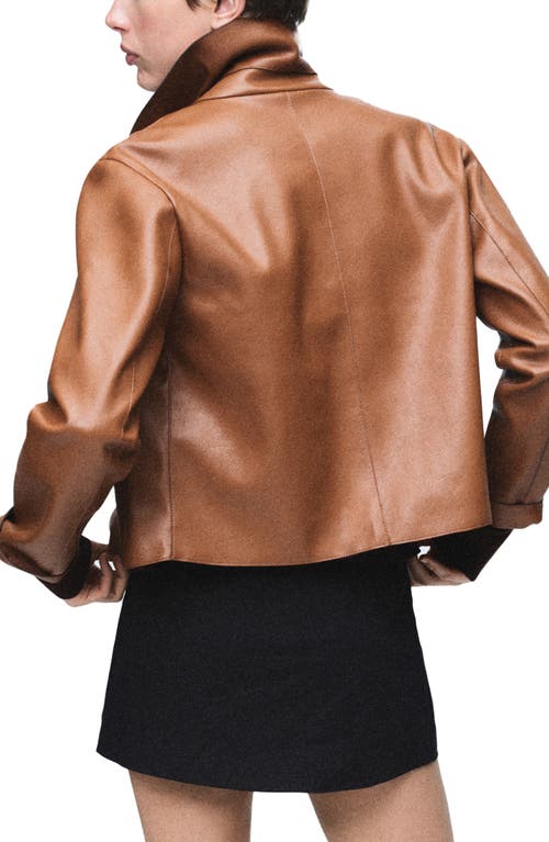 Mango Sabina Faux Leather Jacket In Brown