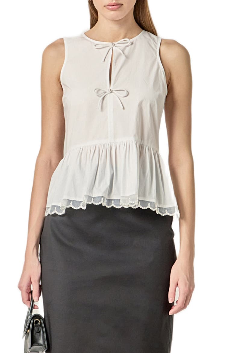 Sleeveless Peplum Top, Main, color, WHITE