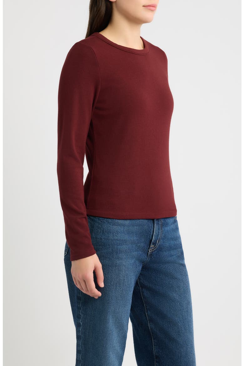 Long Sleeve Crewneck T-Shirt, Alternate, color, BURGUNDY