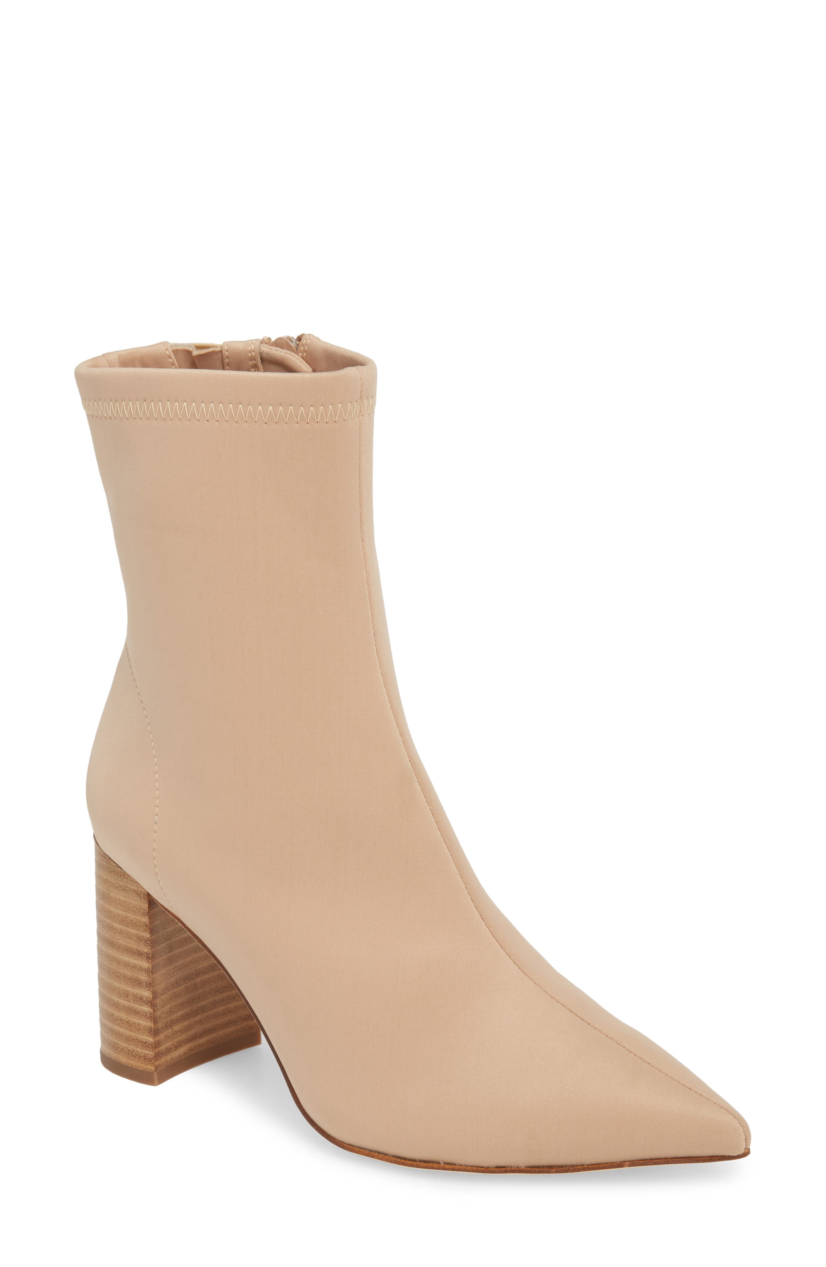 Coma Stretch Bootie, Main, color, BEIGE FABRIC