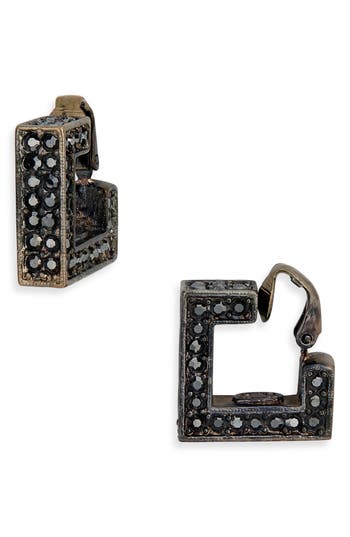 Kenneth Jay Lane Pavé Square Clip-on Earrings In Gray