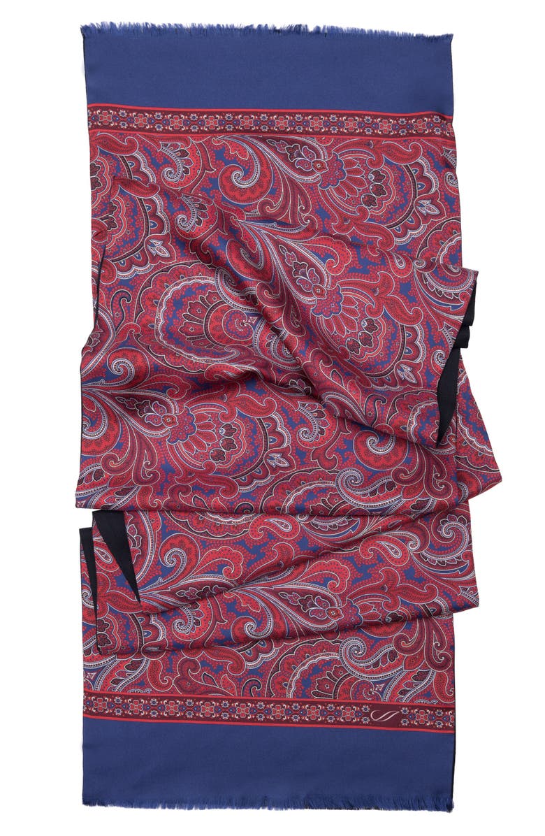 Elizabetta Sorrento - Wool Backed Silk Scarf for Men, Alternate, color, Red And Blue