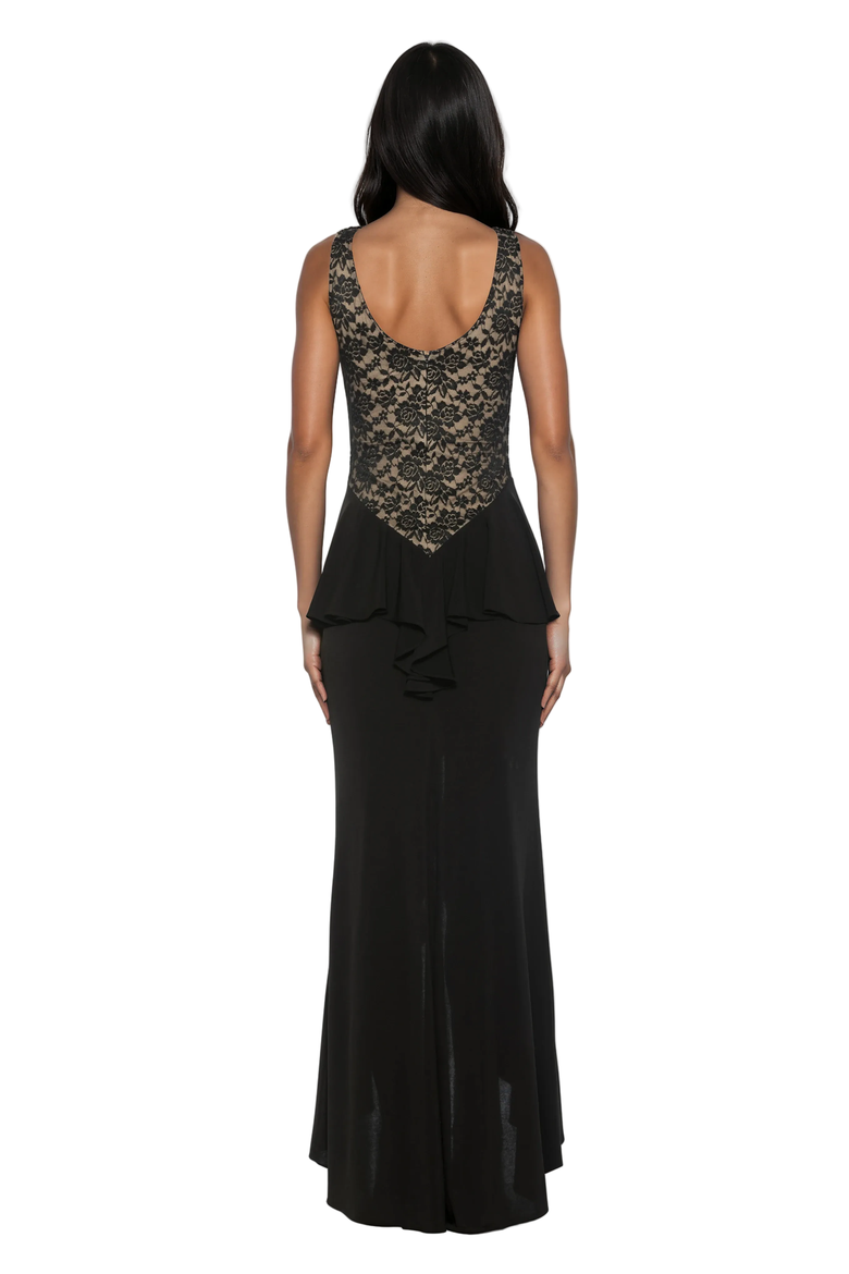 Perrin Boatneck Ruffle Gown, Alternate, color, Black