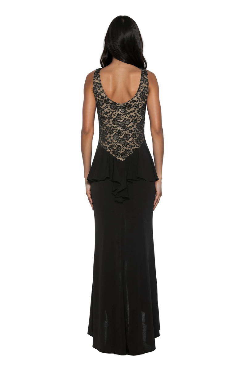 Alexia Admor Perrin Boatneck Ruffle Gown, Alternate, color, Black