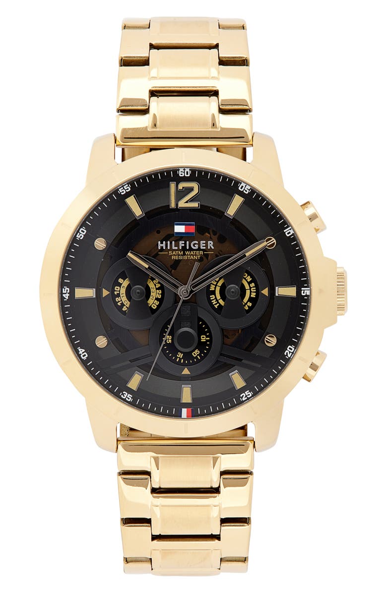 Tommy Hilfiger Luca Chronograph Bracelet Watch, 50mm, Main, color, Black