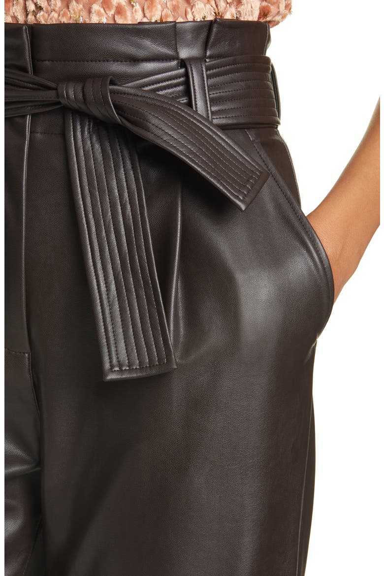 Cobey Paperbag Waist Faux Leather Pants, Alternate, color, CAROB