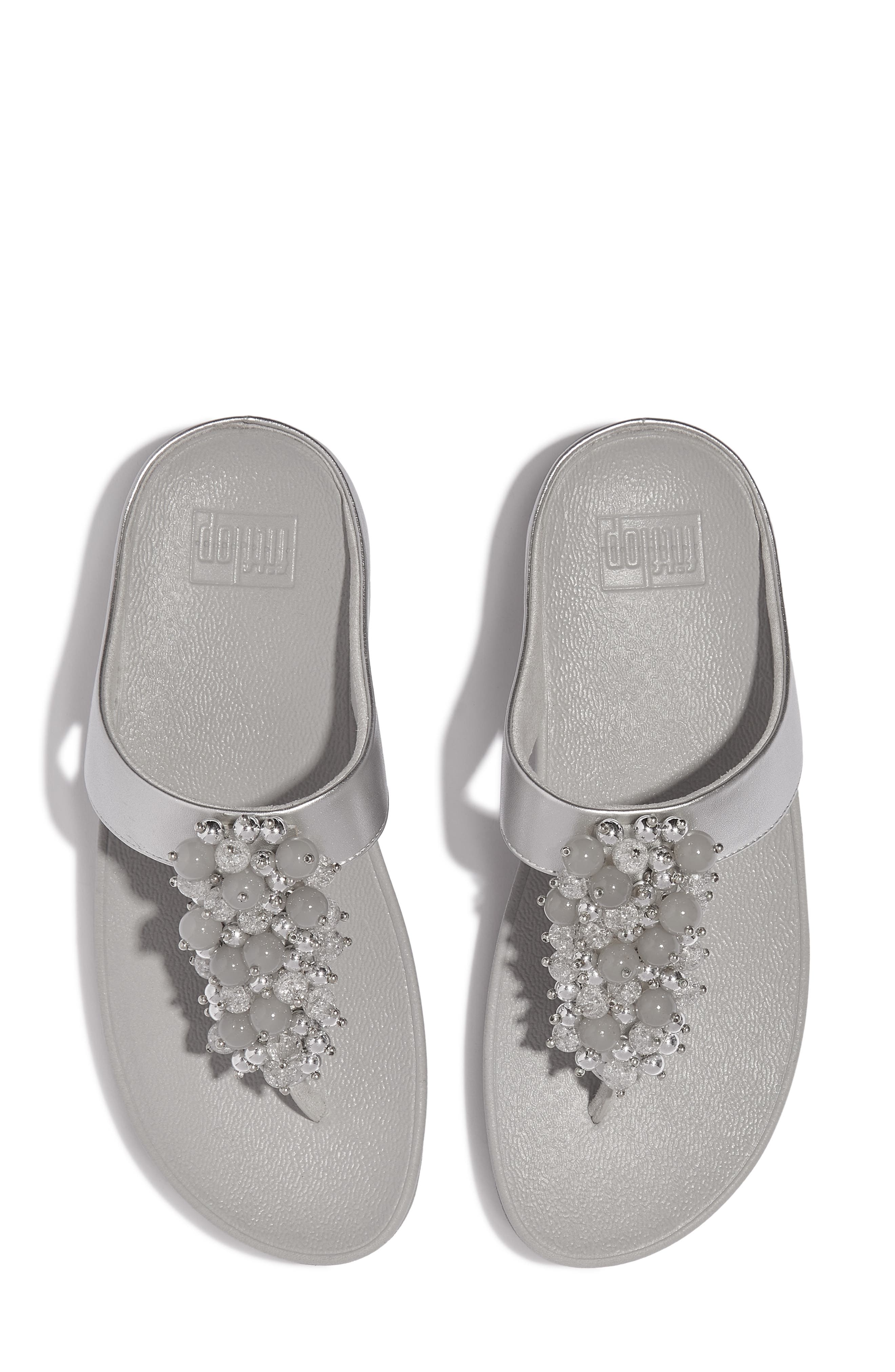 FitFlop Fino Bauble Bead Flip Flop, Alternate, color, Silver