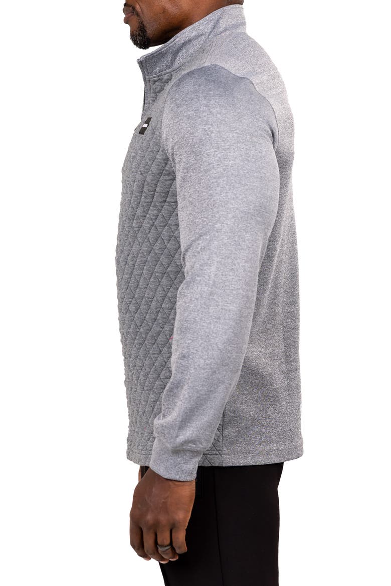 Diamond Quilted Quarter Zip Pullover, Alternate, color, GREY