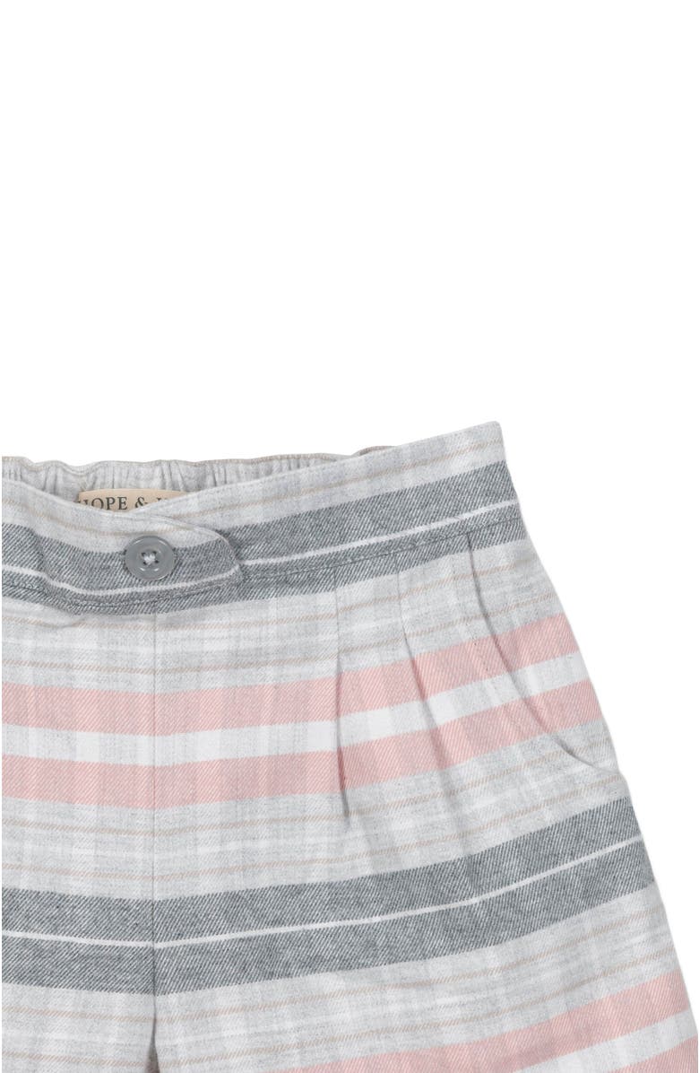 Hope & Henry Baby Girls' Organic Pleated Flannel Short, Infant, Alternate, color, Gray And Rose Plaid