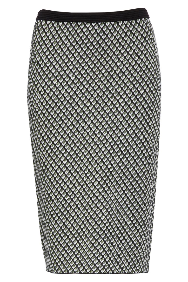 Mapel Geo Print Wool Blend Pencil Skirt, Alternate, color, BLACK MULTI