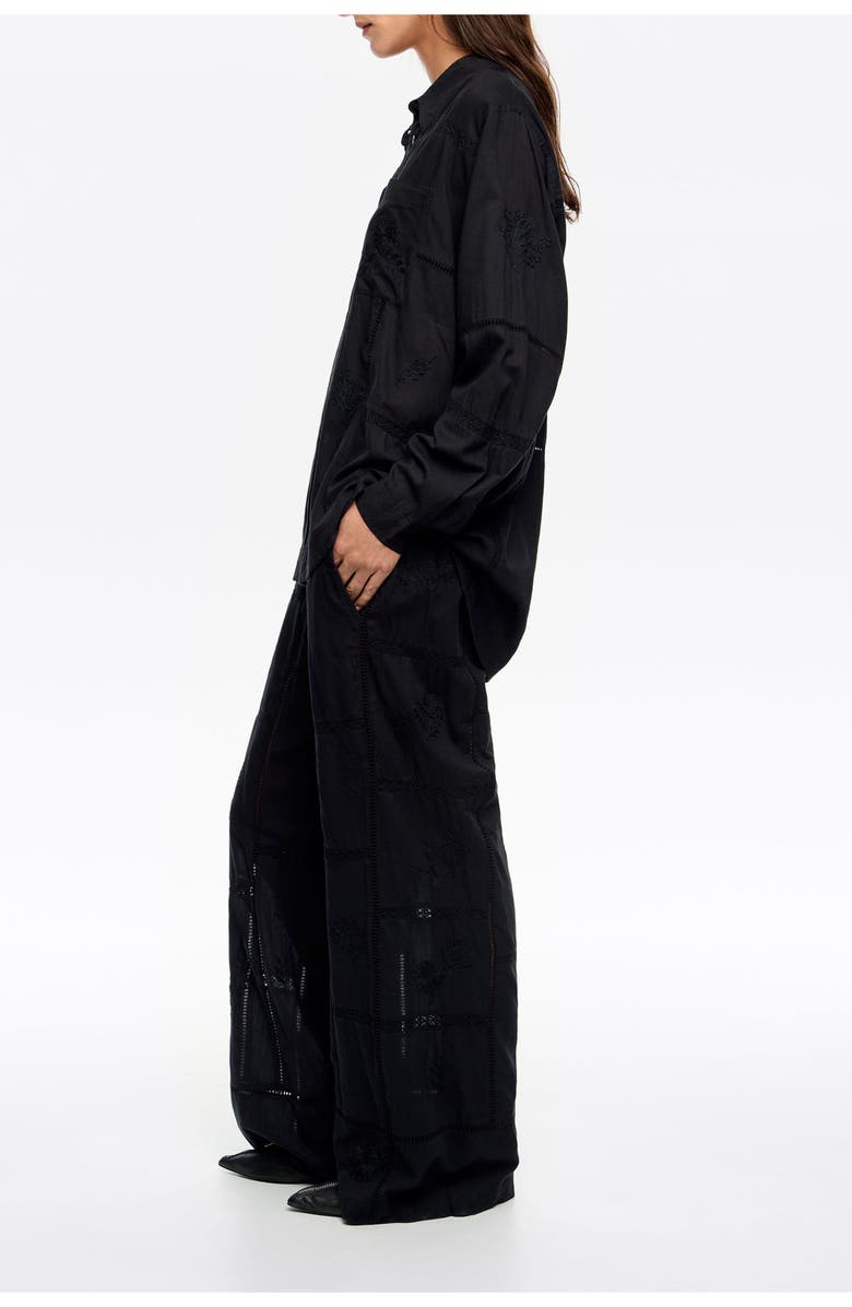 Bimba y Lola Embroidered Jogger Trousers, Alternate, color, Black