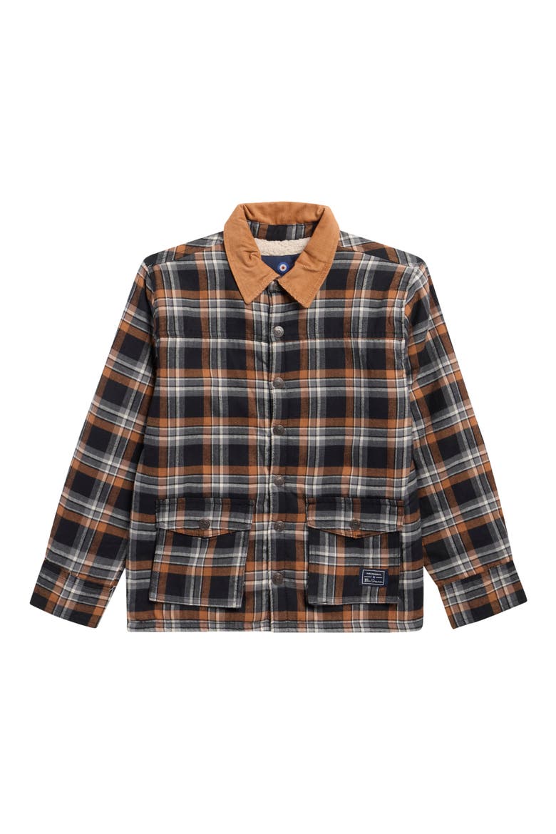 Kids' Plaid Hooded Jacket, Main, color, BLACK