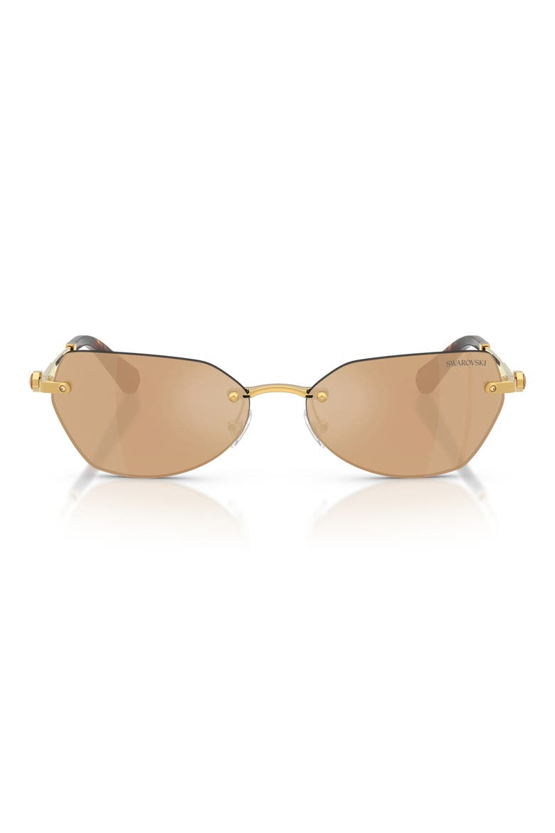 58mm Mirrored Irregular Sunglasses, Main, color, GOLD / BROWN MIRROR ROSE GOLD
