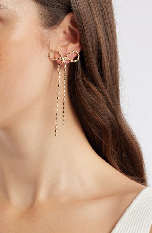 Open Edit Bead Chain Bow Drop Earrings In Gold