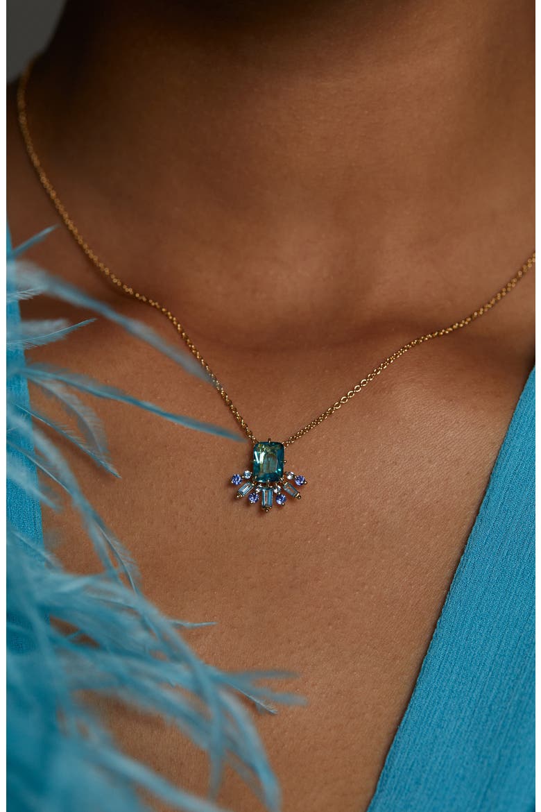 Stellar Half Halo Pendant Necklace, Alternate, color, GOLD