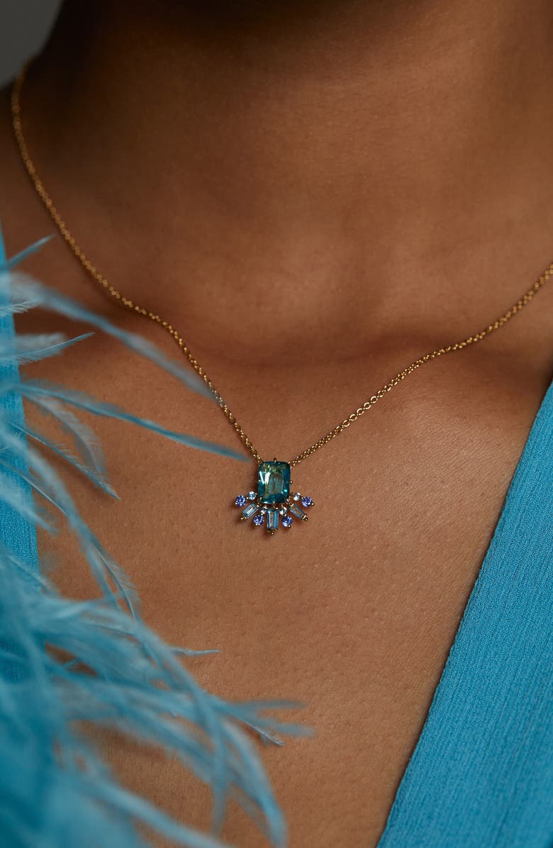 Nadri Stellar Half Halo Pendant Necklace, Alternate, color, Gold