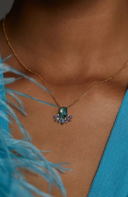 Nadri Stellar Half Halo Pendant Necklace In Green