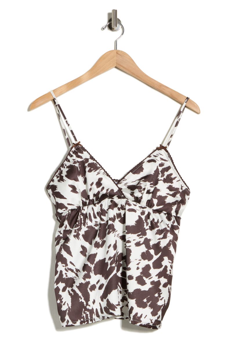 Printed Satin Babydoll Camisole, Alternate, color, COW