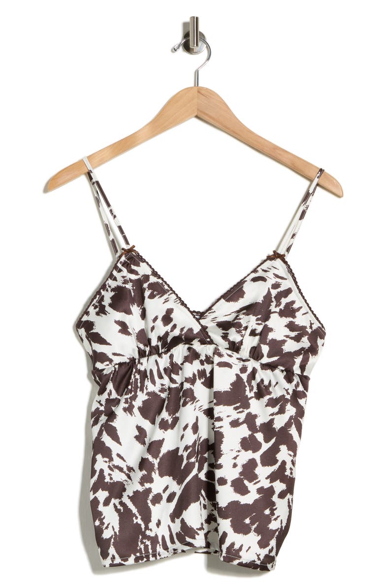 Vigoss Printed Satin Babydoll Camisole, Alternate, color, Cow