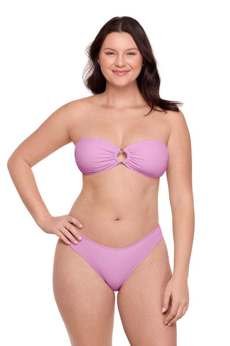 Ring Front Bandeau Bikini Set, Alternate, color, Lavender