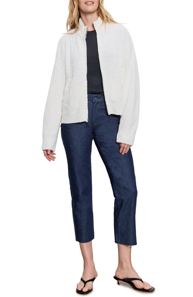 Sanctuary Bouclé Knit Bomber Jacket, Alternate, color, Chalk