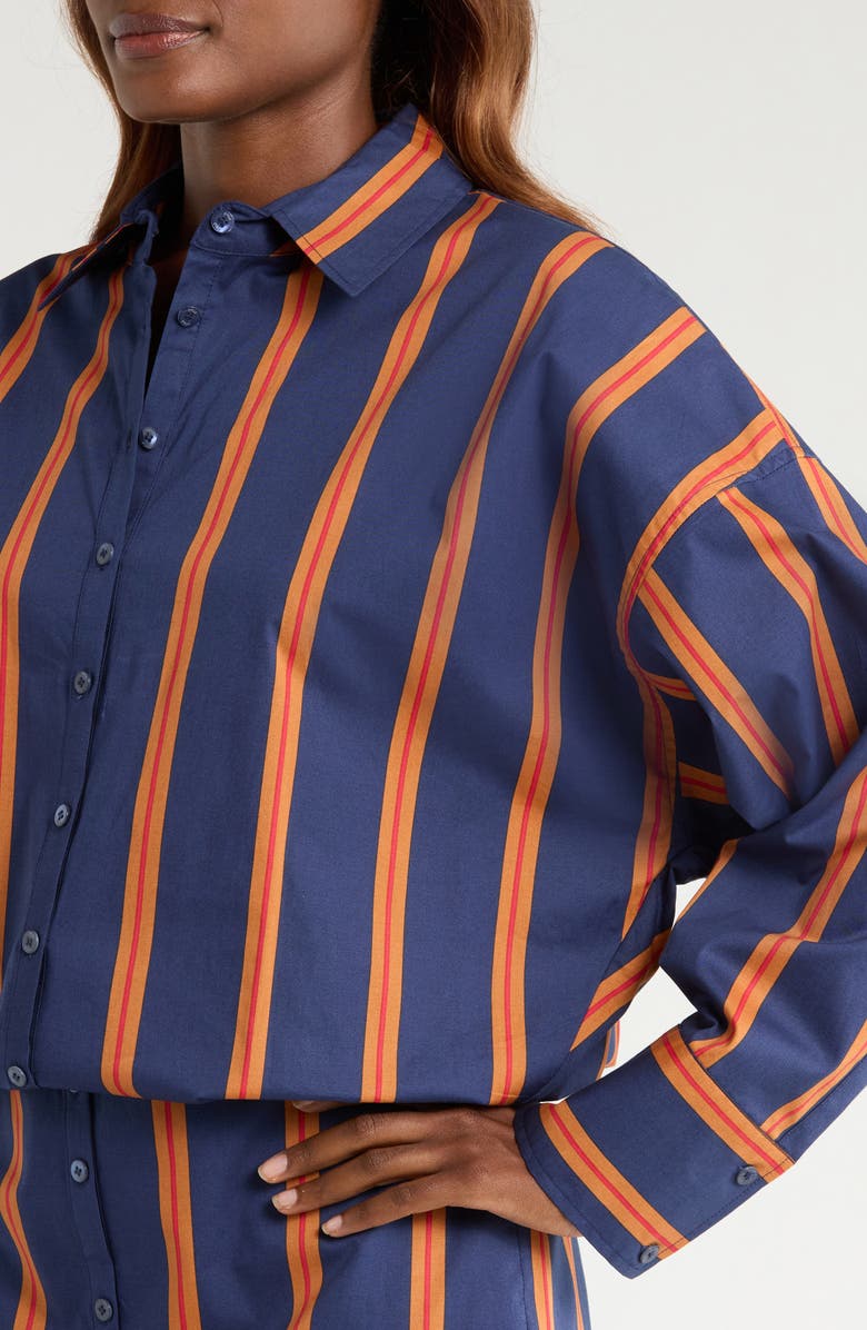 STAUD Cynthia Stretch Cotton Mini Shirtdress, Alternate, color, Railroad Stripe