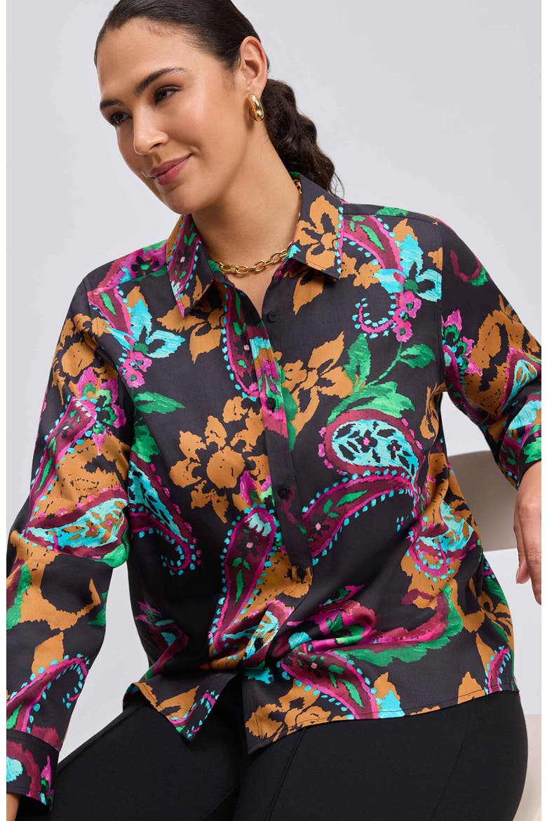 Hampton Painted Wrinkle Resistant Button-Up Shirt, Alternate, color, BLACK MULTI
