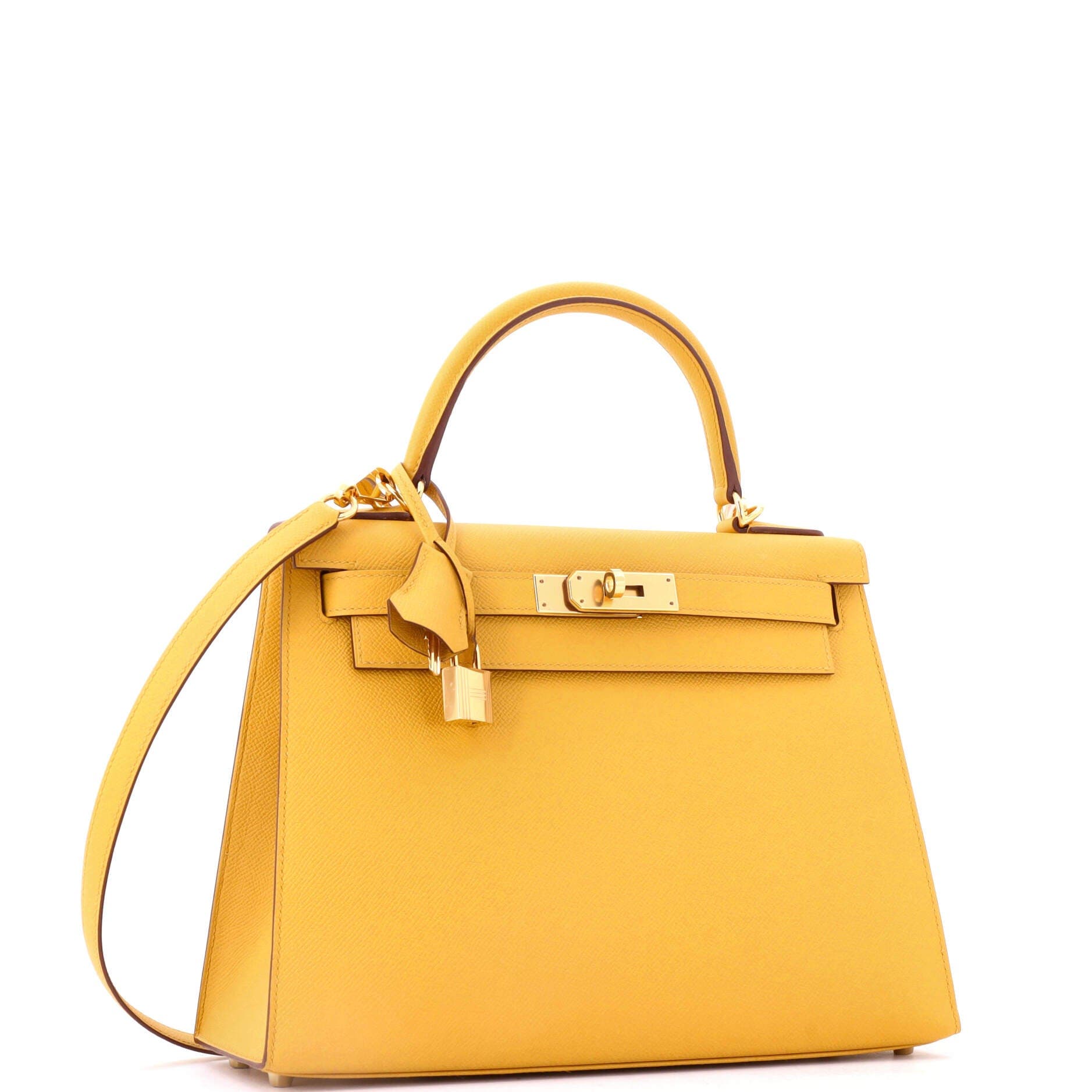 Pre-Owned Hermes Kelly Handbag Yellow Epsom With Gold Hardware 28 ...