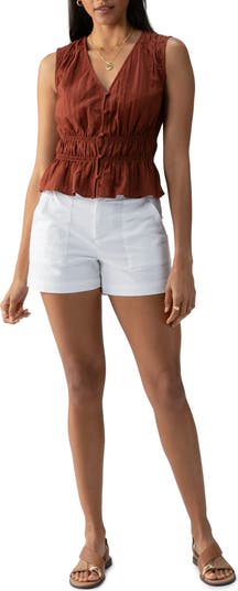 Sanctuary Shirred Cotton Dobby Button-Up Top | Nordstromrack