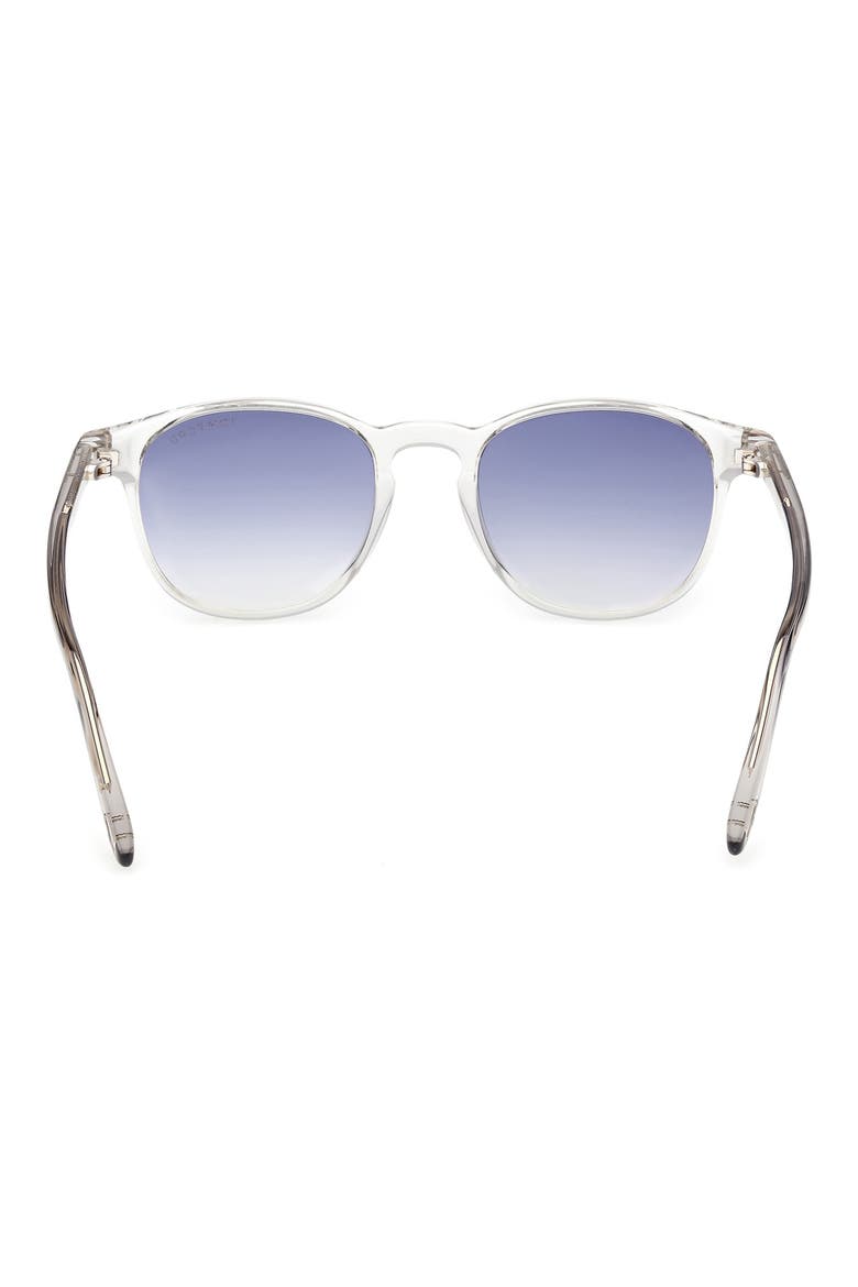 Holt 50mm Gradient Round Sunglasses, Alternate, color, SHINY GREY / BLUE LENS