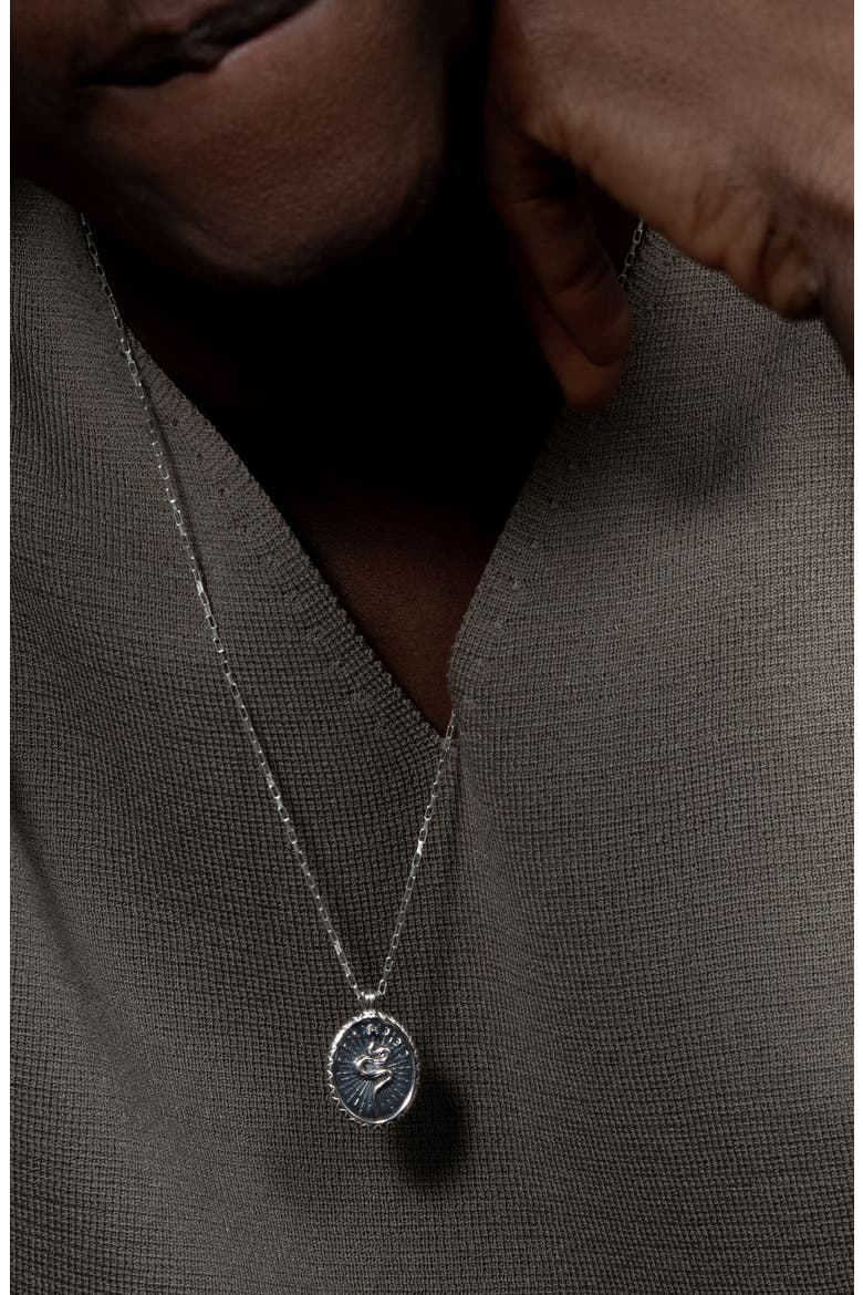 Men's Snake Talisman Necklace, Alternate, color, Sterling Silver