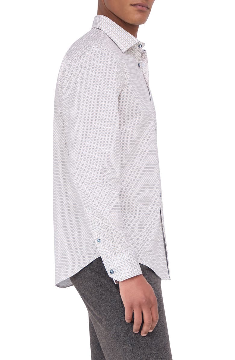 Bugatchi James OoohCotton<sup>®</sup> Geo Print Button-Up Shirt, Alternate, color, Dijon