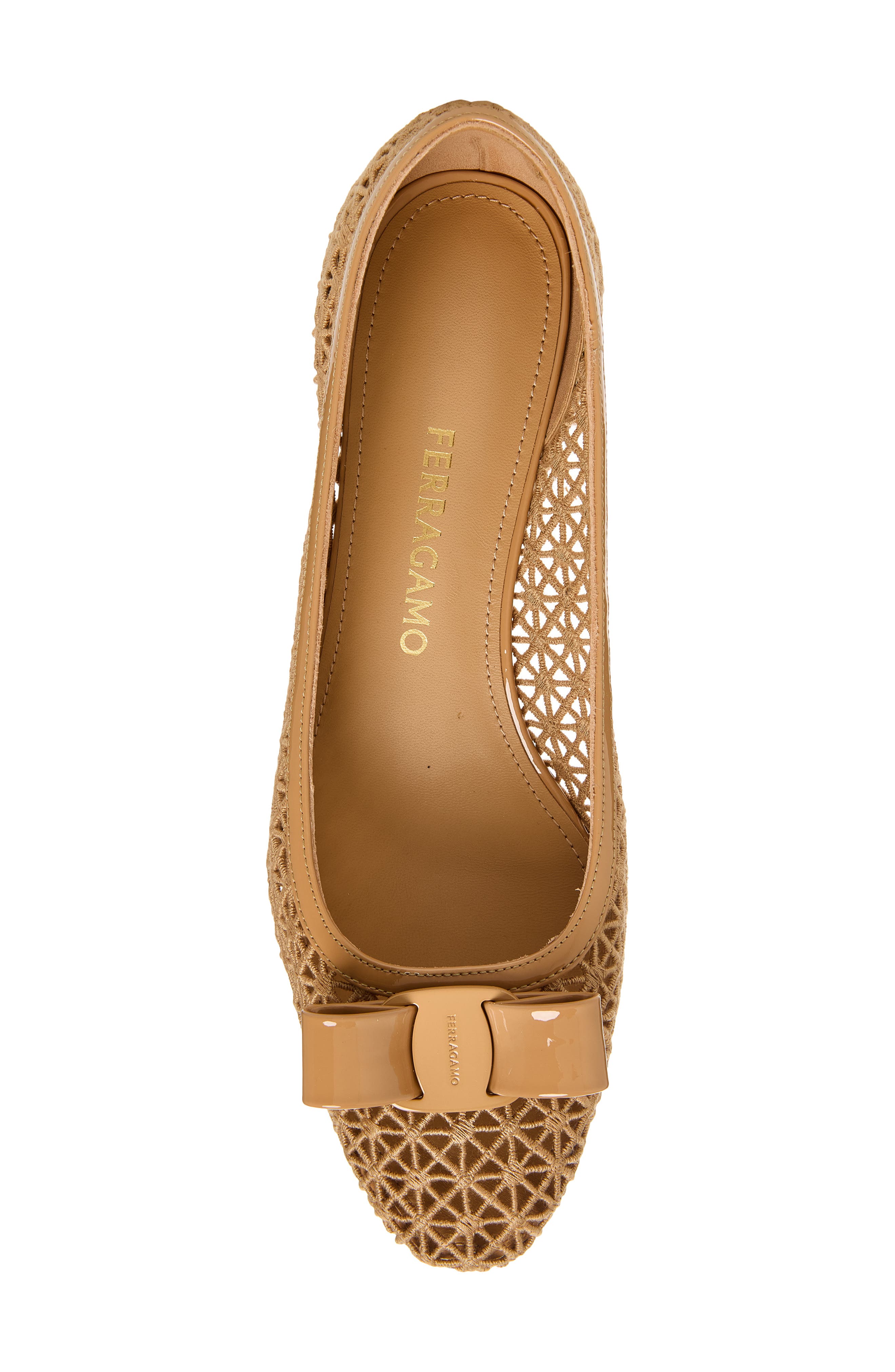 FERRAGAMO Macramé Vara Bow Pump, Alternate, color, Biscotto Soft Camel