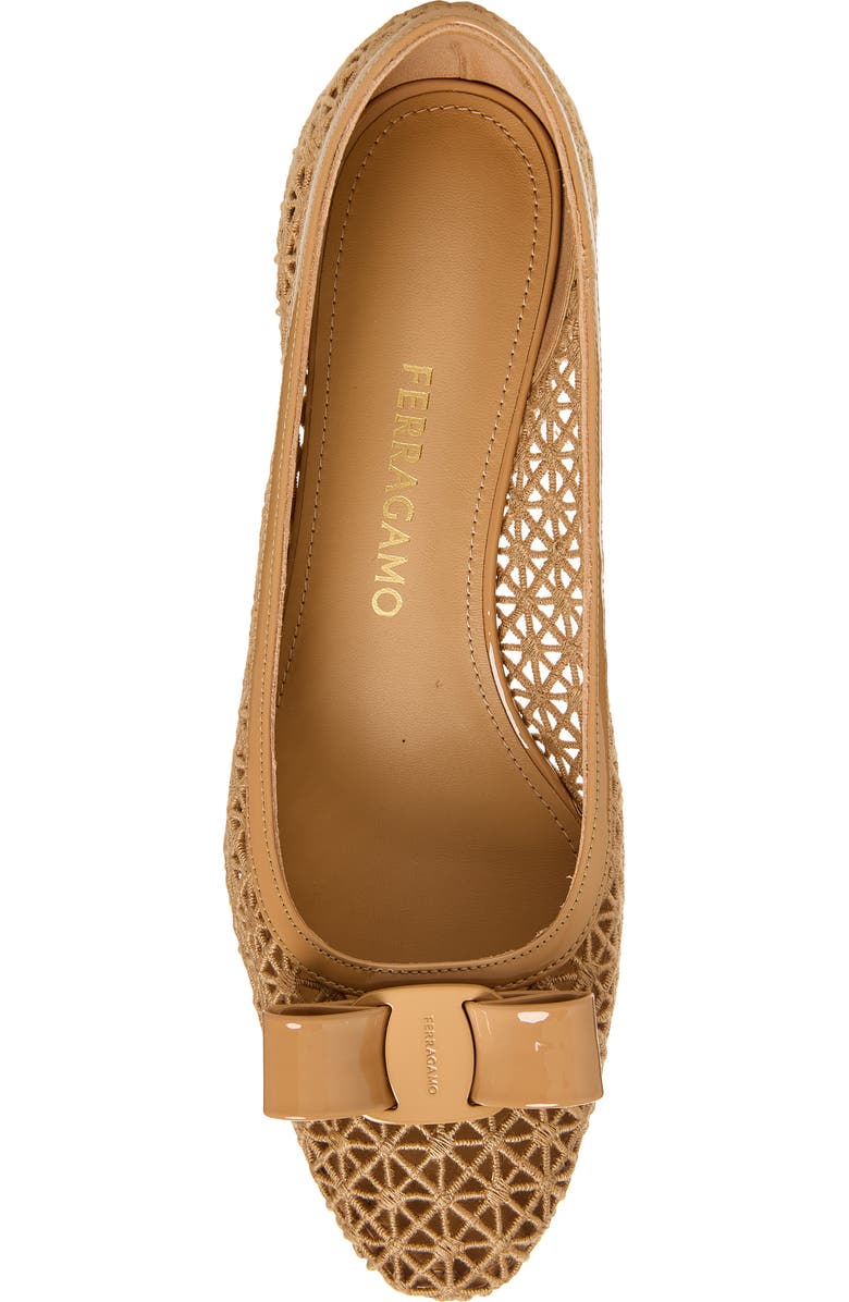 FERRAGAMO Macramé Vara Bow Pump, Alternate, color, Biscotto Soft Camel