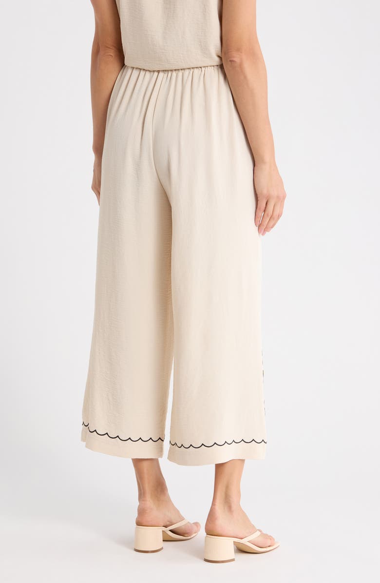 Adrianna Papell Embroidered Pants, Alternate, color, Pale Oak