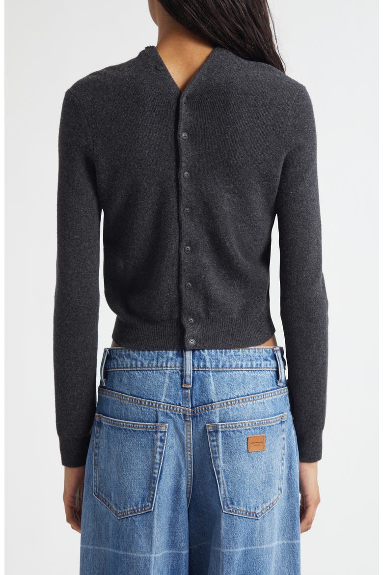 Continuous Placket Crop Wool Blend Cardigan, Alternate, color, CHARCOAL
