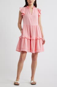 Caslon® Ruffle Duo Cotton Gauze Dress