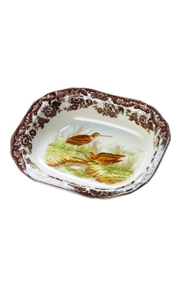 Woodland 9.5" Open Vegetable Dish, Snipe, Main, color, Brown