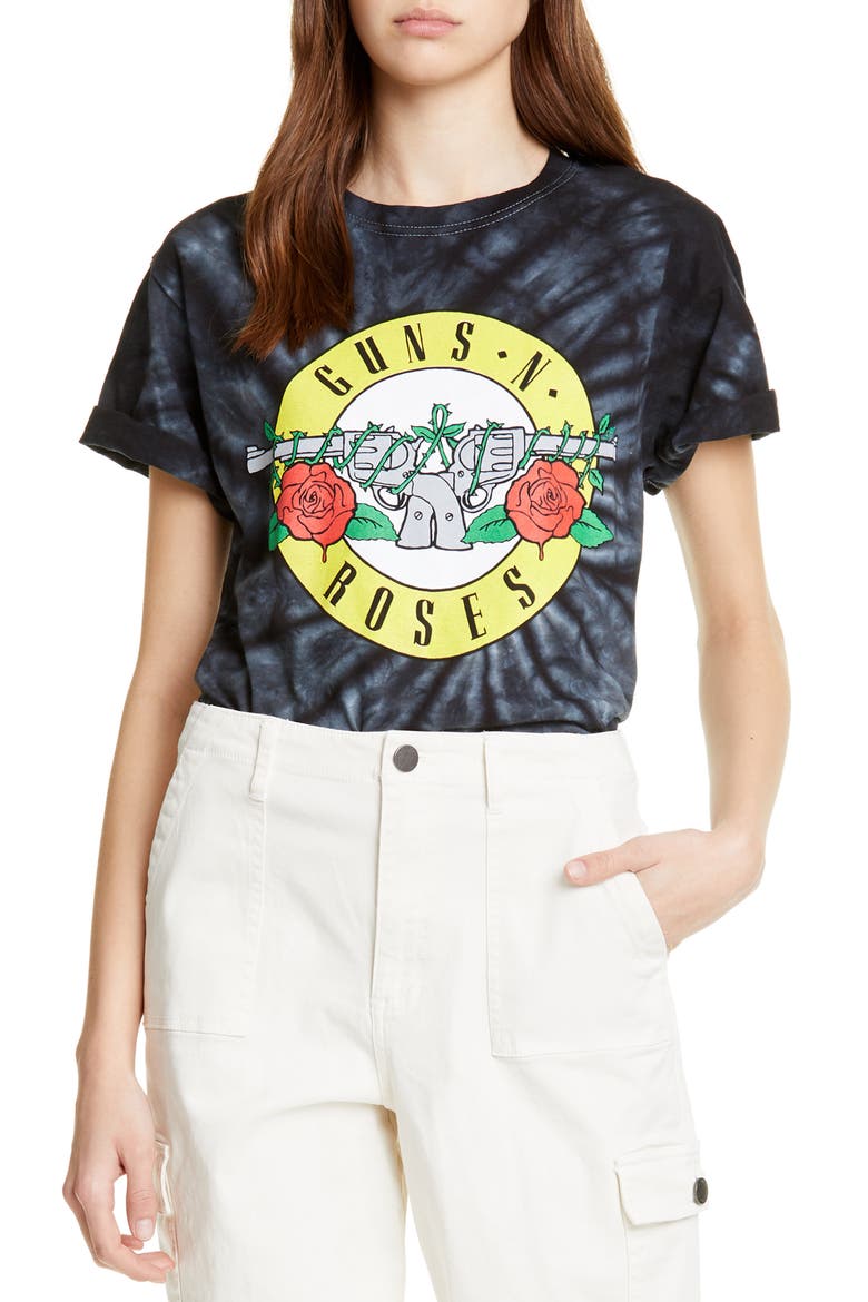 Shira Guns N' Roses Roll Sleeve Cotton Tee, Main, color, MULTI