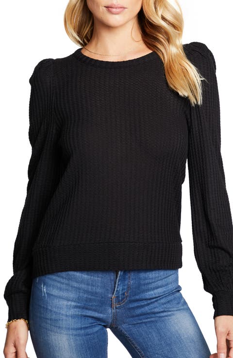 Long Sleeve Waffle Knit Top