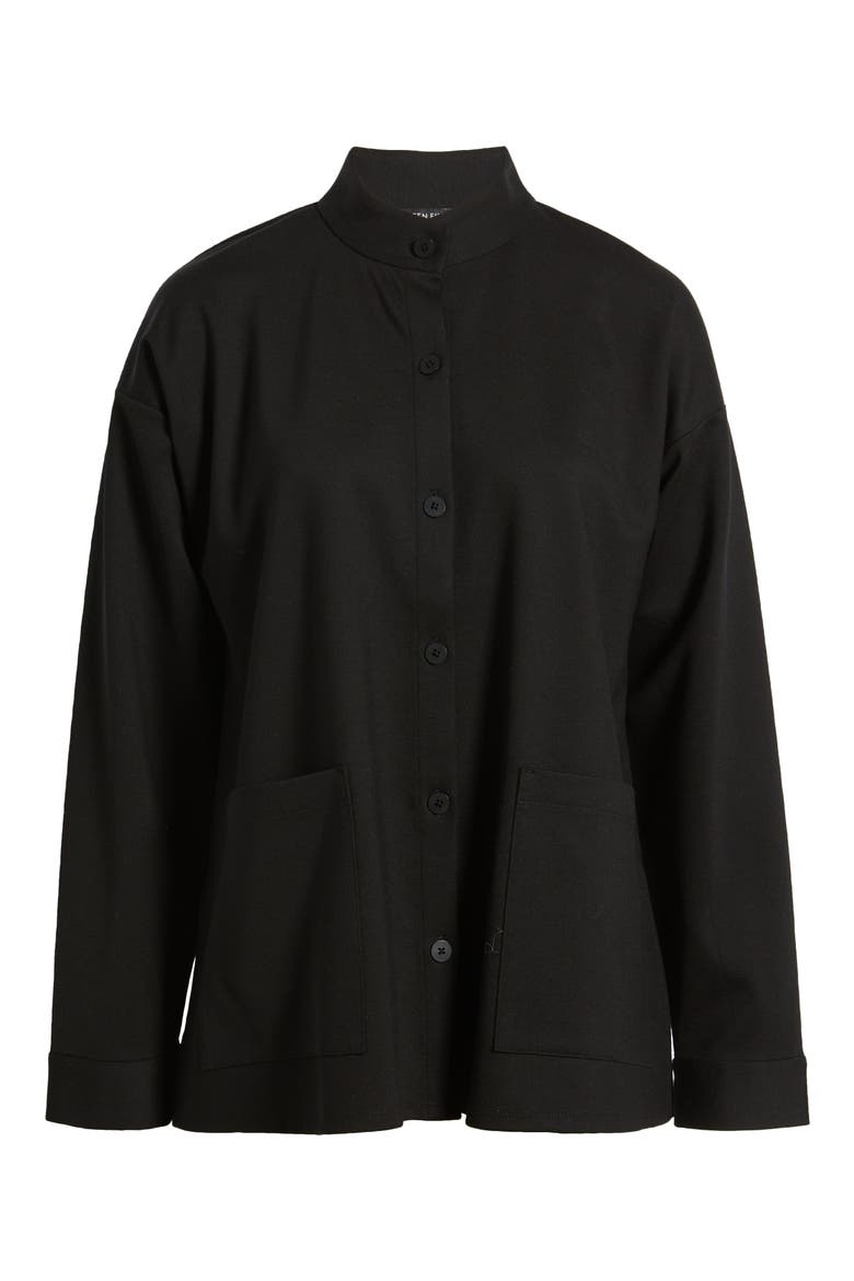 Stand Collar Overshirt, Alternate, color, BLACK