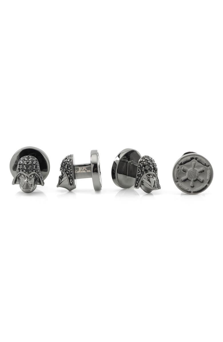 Cufflinks, Inc. Men's Star Wars Darth Vader Crystal Cuff Link & Stud Set, Alternate, color, Black