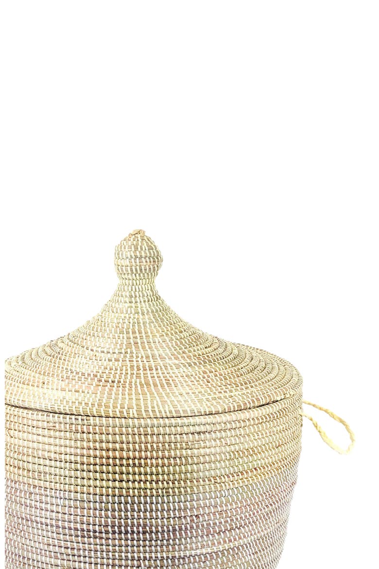 Dou Lid Storage Basket Two-Tone Low Storage, Alternate, color, Natural and White