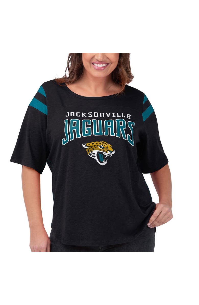 G-III 4HER BY CARL BANKS Women's G-III 4Her by Carl Banks Black Jacksonville Jaguars Plus Size Linebacker T-Shirt, Main, color, Black