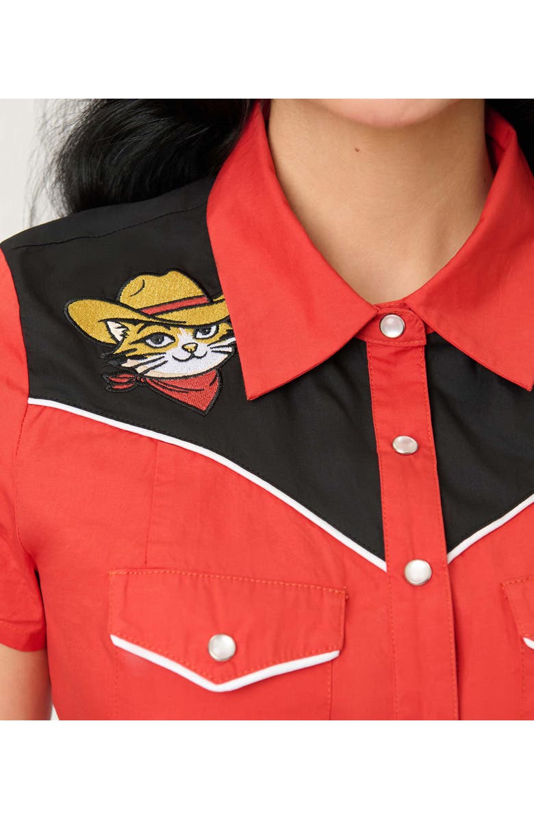 Smak Parlour Embroidered Western Flare Dress, Alternate, color, Rust