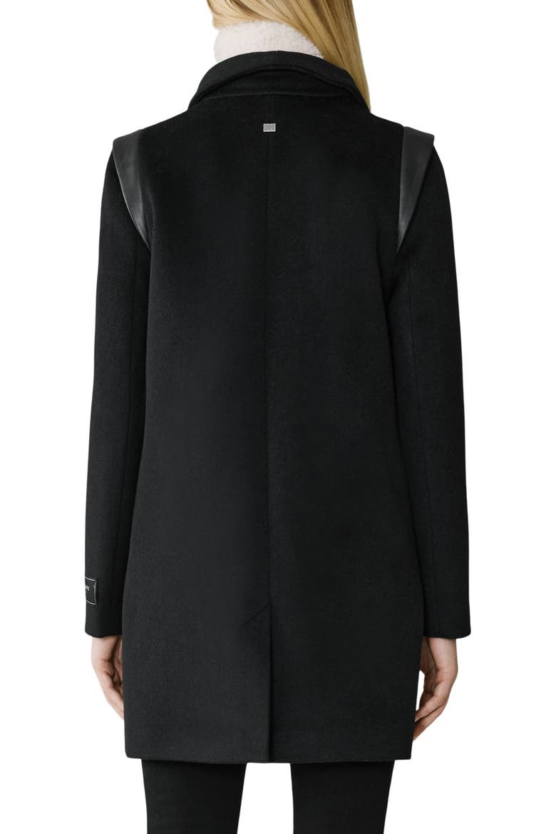 Kiana Wool Blend Coat with Removable Faux Shearling Bib, Alternate, color, BLACK