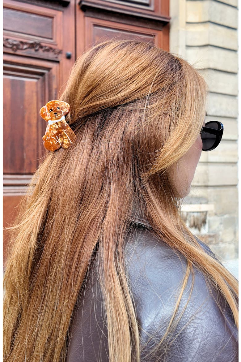 Doodle Puppy Claw Clip, Alternate, color, BROWN