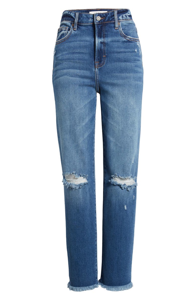 HIDDEN JEANS Ripped Frayed Hem Slim Straight Leg Jeans, Alternate, color, Dark Wash