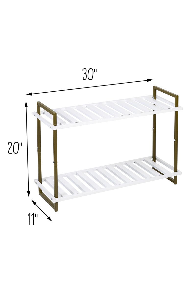 HONEY-CAN-DO 2-Tier Tubular Metal Shoe Rack, Olive and White, Alternate, color,